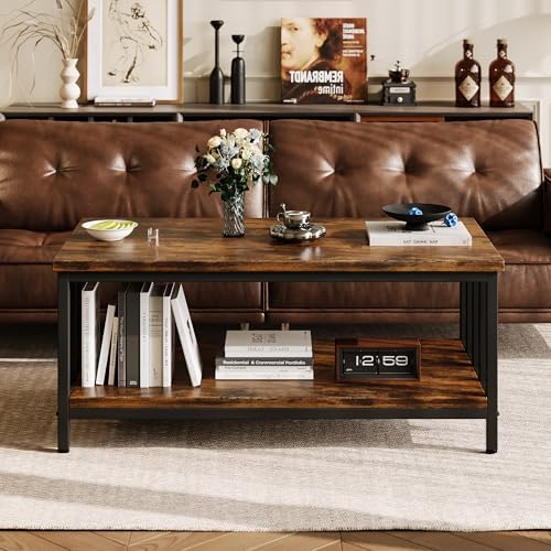 Coffee Table for Living Room, Farmhouse Living Room Table with Slatted Sides Frame for Home Office, Apartment, alternate view