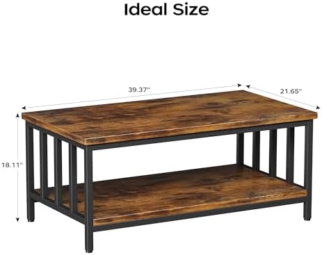Coffee Table for Living Room, Farmhouse Living Room Table with Slatted Sides Frame for Home Office, Apartment, alternate view