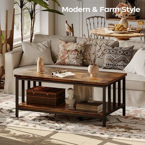 Coffee Table for Living Room, Farmhouse Living Room Table with Slatted Sides Frame for Home Office, Apartment, alternate view