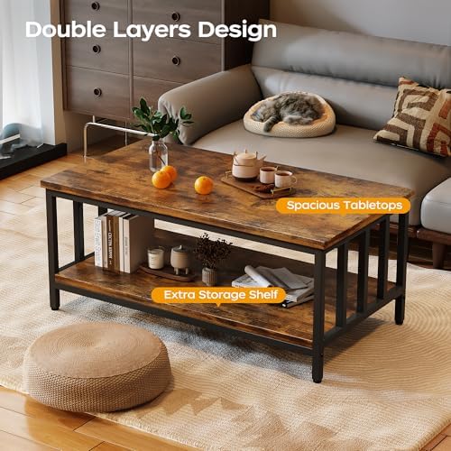 Coffee Table for Living Room, Farmhouse Living Room Table with Slatted Sides Frame for Home Office, Apartment, alternate view