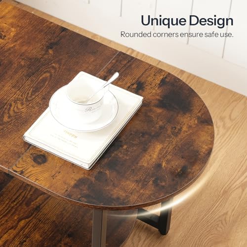 Coffee Table for Living Room, Oval Small Coffee Table with 2-Tier Open Storage Shelf, Industrial Cocktail Tea, alternate view