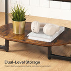 Coffee Table for Living Room, Oval Small Coffee Table with 2-Tier Open Storage Shelf, Industrial Cocktail Tea, alternate view