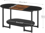 Coffee Table for Living Room, Oval Small Coffee Table with 2-Tier Open Storage Shelf, Industrial Cocktail Tea, alternate view