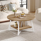 Coffee Table for Living Room, Round Coffee Table, Small Circle Coffee Table with Storage, Modern Wood Round, alternate view 2