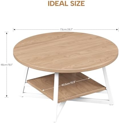 Coffee Table for Living Room, Round Coffee Table, Small Circle Coffee Table with Storage, Modern Wood Round, alternate view 3