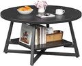 Coffee Table for Living Room, Round Coffee Table, Small Circle Coffee Table with Storage, Modern Wood Round