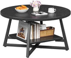 Coffee Table for Living Room, Round Coffee Table, Small Circle Coffee Table with Storage, Modern Wood Round