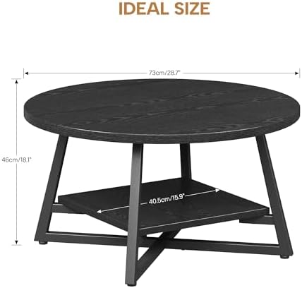 Coffee Table for Living Room, Round Coffee Table, Small Circle Coffee Table with Storage, Modern Wood Round, alternate view 3