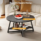 Coffee Table for Living Room, Round Coffee Table, Small Circle Coffee Table with Storage, Modern Wood Round, alternate view 5