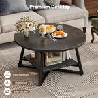 Coffee Table for Living Room, Round Coffee Table, Small Circle Coffee Table with Storage, Modern Wood Round, alternate view 6