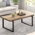 Coffee Table, Modern Rustic Wood and Metal Center Table, Industrial Cocktail Tea Table for Living Room, Oak, 44