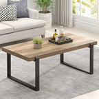 Coffee Table, Modern Rustic Wood and Metal Center Table, Industrial Cocktail Tea Table for Living Room, Oak, 44