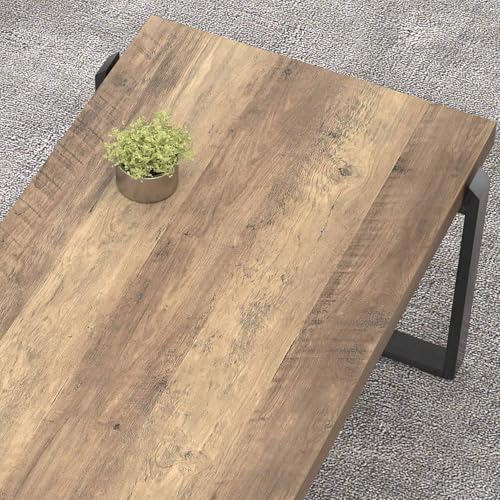 Coffee Table, Modern Rustic Wood and Metal Center Table, Industrial Cocktail Tea Table for Living Room, Oak, 44, alternate