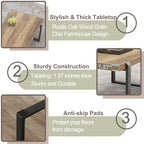 Coffee Table, Modern Rustic Wood and Metal Center Table, Industrial Cocktail Tea Table for Living Room, Oak, 44, alternate