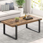 Coffee Table, Modern Rustic Wood and Metal Center Table, Industrial Rectangle Cocktail Tea Table for Living