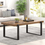 Coffee Table, Modern Rustic Wood and Metal Center Table, Industrial Rectangle Cocktail Tea Table for Living, alternate view 3