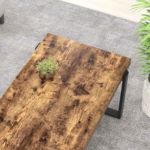 Coffee Table, Modern Rustic Wood and Metal Center Table, Industrial Rectangle Cocktail Tea Table for Living, alternate view 4