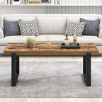 Coffee Table, Modern Rustic Wood and Metal Center Table, Industrial Rectangle Cocktail Tea Table for Living, alternate view 6