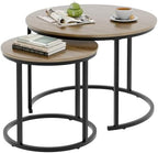 Coffee Table Nesting Side Round Table Set of 2 End Table with Sturdy Metal Frame for Living Room Bedroom, alternate view 6