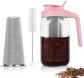 Cold Brew Coffee Maker, 32 oz Mason Jar Pitcher with Stainless Steel Filter, Pour Spout Handle Lid, Heavy Duty