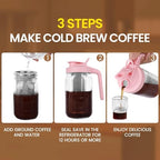 Cold Brew Coffee Maker, 32 oz Mason Jar Pitcher with Stainless Steel Filter, Pour Spout Handle Lid, Heavy Duty, alternate