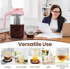 Cold Brew Coffee Maker, 32 oz Mason Jar Pitcher with Stainless Steel Filter, Pour Spout Handle Lid, Heavy Duty, alternate