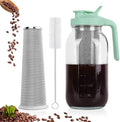 Cold Brew Coffee Maker, 64 oz Mason Jar Pitcher with Stainless Steel Filter, Pour Spout Handle Lid, Heavy Duty