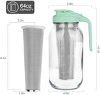 Cold Brew Coffee Maker, 64 oz Mason Jar Pitcher with Stainless Steel Filter, Pour Spout Handle Lid, Heavy Duty, alternate