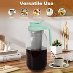 Cold Brew Coffee Maker, 64 oz Mason Jar Pitcher with Stainless Steel Filter, Pour Spout Handle Lid, Heavy Duty, alternate
