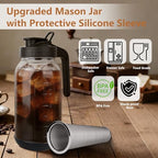 Cold Brew Coffee Maker, 64 oz Mason Jar Pitcher with Stainless Steel Filter, Pour Spout Handle Lid, Airtight &, alternate
