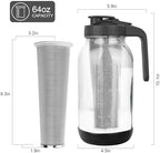 Cold Brew Coffee Maker, 64 oz Mason Jar Pitcher with Stainless Steel Filter, Pour Spout Handle Lid, Airtight &, alternate