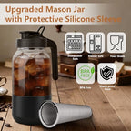 Cold Brew Coffee Maker, 64 oz Mason Jar Pitcher with Stainless Steel Filter, Pour Spout Handle Lid, Airtight &, alternate