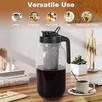 Cold Brew Coffee Maker, 64 oz Mason Jar Pitcher with Stainless Steel Filter, Pour Spout Handle Lid, Airtight &, alternate