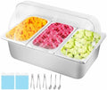 Cold Food Buffet Server 3 Pans×4QT with Ice Packs for Salad Pizza Sauce Colded Serving Trays Condiments