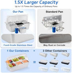 Cold Food Buffet Server 3 Pans×4QT with Ice Packs for Salad Pizza Sauce Colded Serving Trays Condiments, alternate view 3