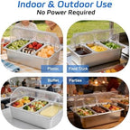 Cold Food Buffet Server 3 Pans×4QT with Ice Packs for Salad Pizza Sauce Colded Serving Trays Condiments, alternate view 5