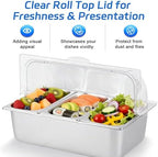 Cold Food Buffet Server 3 Pans×4QT with Ice Packs for Salad Pizza Sauce Colded Serving Trays Condiments, alternate view 6