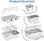 Cold Food Buffet Server 5 Pans (4 Pans×1.6Qt & 1 Pan×4QT) with Ice Packs for Salad Pizza Sauce Colded Serving, alternate view