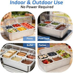 Cold Food Buffet Server 5 Pans (4 Pans×1.6Qt & 1 Pan×4QT) with Ice Packs for Salad Pizza Sauce Colded Serving, alternate view