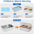 Cold Food Buffet Server 5 Pans (4 Pans×1.6Qt & 1 Pan×4QT) with Ice Packs for Salad Pizza Sauce Colded Serving, alternate view