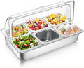 Cold Food Buffet Server 6 Pan Serving Display Tray Condiment Station