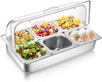 Cold Food Buffet Server 6 Pan Serving Display Tray Condiment Station