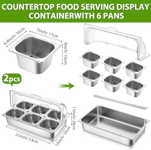 Cold Food Buffet Server 6 Pan Serving Display Tray Condiment Station, alternate view 3