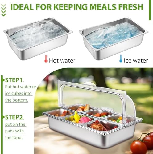 Cold Food Buffet Server 6 Pan Serving Display Tray Condiment Station, alternate view 5
