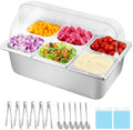 Cold Food Buffet Server 9.6Qt (6 Pans×1.6Qt) with Ice Packs for Salad Pizza Sauce Colded Serving Trays