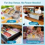 Cold Food Buffet Serving Trays 3 Pan×4QT with Ice Packs for Salad Bar Station Sauce Cooled Condiment Container, alternate