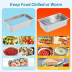 Cold Food Buffet Serving Trays 3 Pan×4QT with Ice Packs for Salad Bar Station Sauce Cooled Condiment Container, alternate