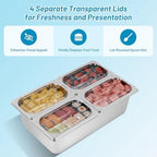 Cold Food Buffet Serving Trays 4 Pans×2.7QT with Ice Packs for Salad Dressing Dispenser Sauce Cooled Condiment, alternate