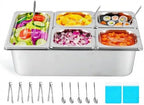 Cold Food Buffet Serving Trays 5 Pans (4 Pan×1.6Qt & 1 Pan×4QT) w/Ice Packs for Salad Bar Station Sauce Cooled