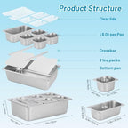 Cold Food Buffet Serving Trays 5 Pans (4 Pan×1.6Qt & 1 Pan×4QT) w/Ice Packs for Salad Bar Station Sauce Cooled, alternate